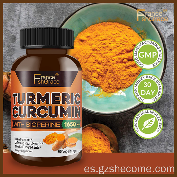 Curcumina de cúrcuma con cápsulas de curcuminoides BioPerine